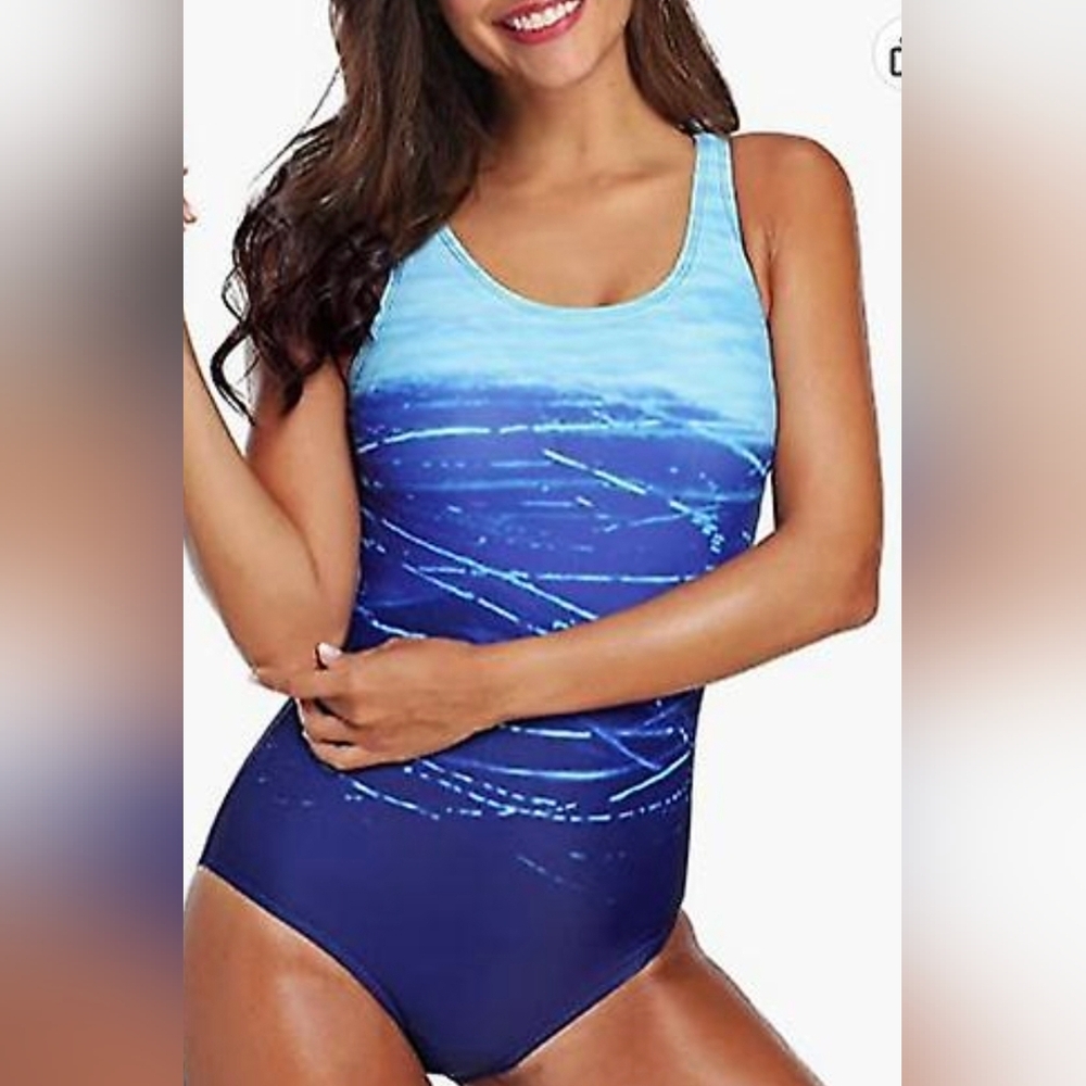 American Trends Blue Gradient Women's Swimsuit XL